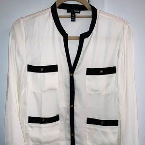 EUC $88 AQUA Cream Button-Front Blouse, Sz S